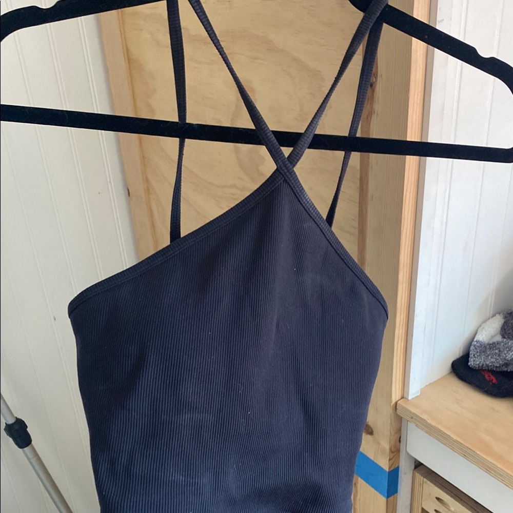 Black Ribbed Halter Top